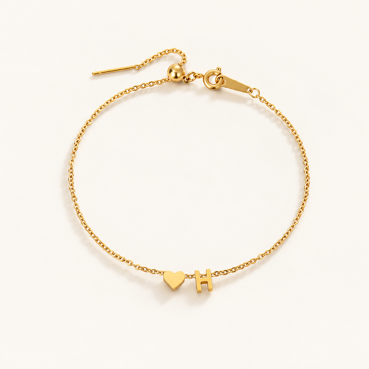 Initial Bracelet with Heart