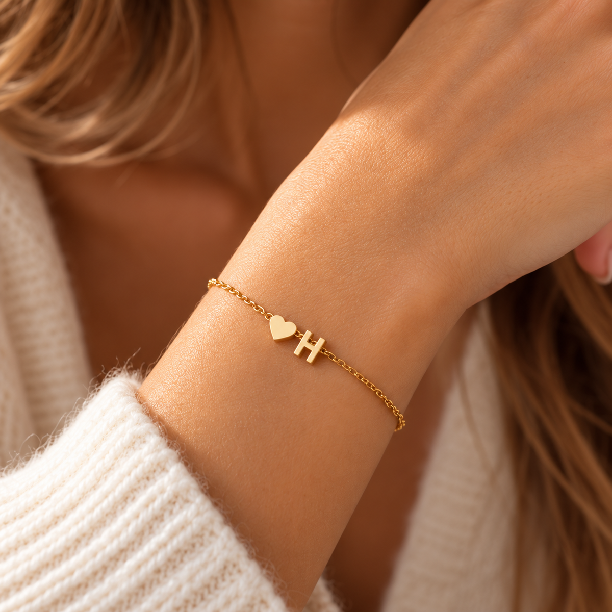 Initial Bracelet with Heart