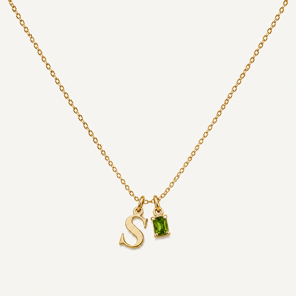Initial Necklace with Birthstone