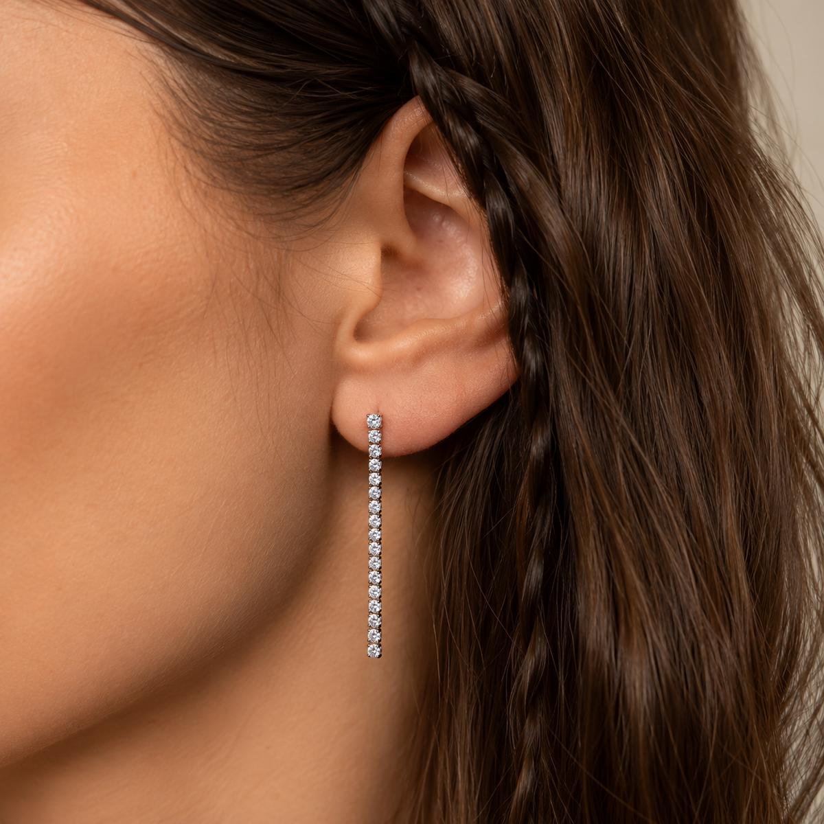 Cubic Zirconia Ear Climber Earrings