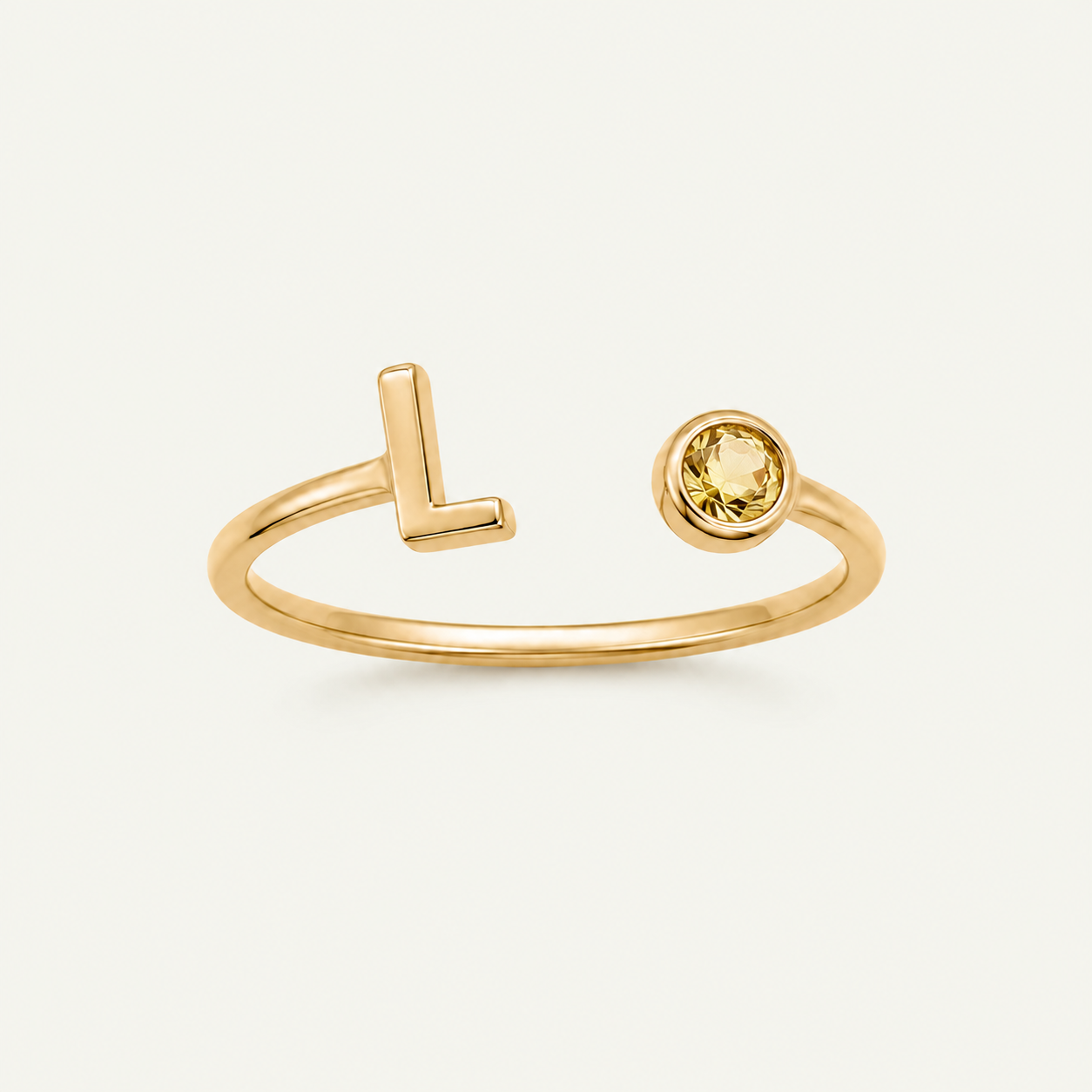 Initial Ring with Birthstone