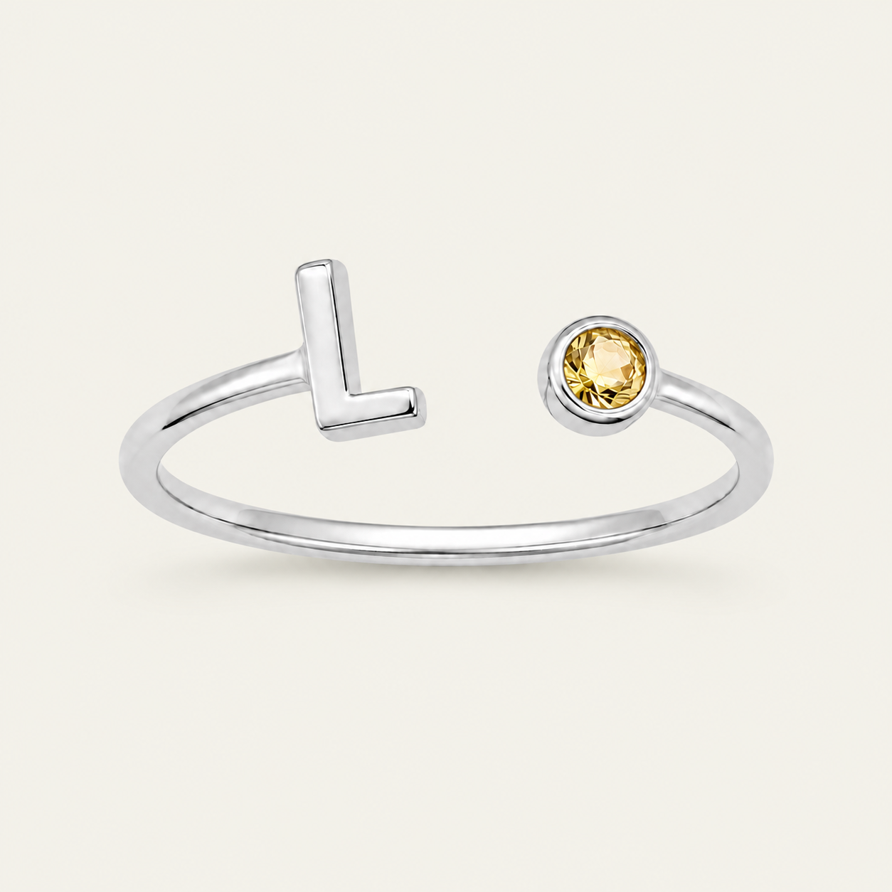 Initial Ring with Birthstone