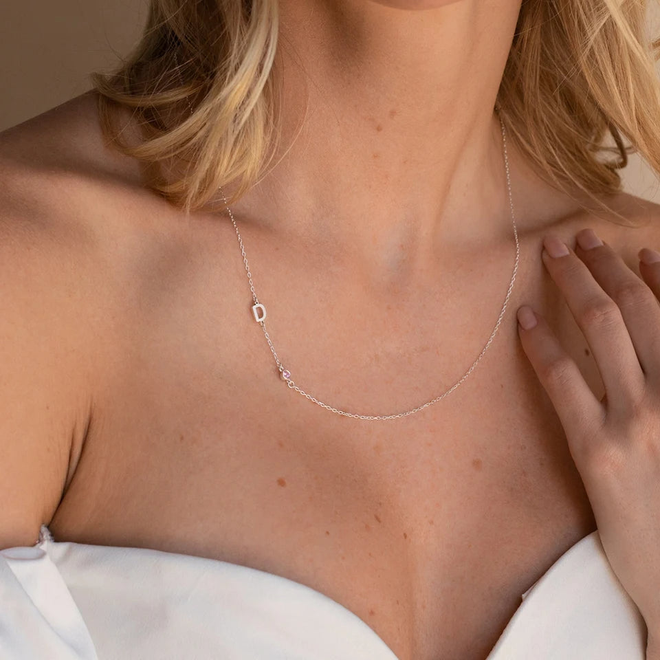 Initialen Halskette mit Geburtssteinen