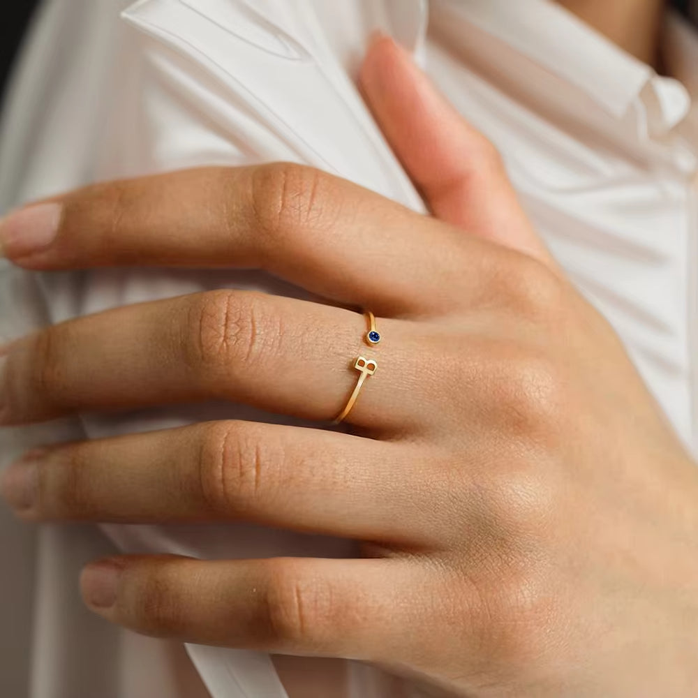 Initialen Ring mit Geburtsstein